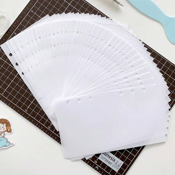 10/20/40 hojas de papel de liberación de doble cara tamaño A6 9,5 cm * 17,1 cm Papel de liberación en blanco Hoja suelta Página complementaria - Papel de pegatina reutilizable, superficie lisa, adecuado para libro de almacenamiento de pegatinas de 6 orificios tamaño A6