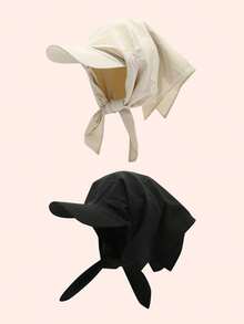 1 pièce Chapeau de foulard à bord pour femmes, bandana de tête, chapeau de soleil extérieur avec lien, casquette visière bandana, convient pour un usage quotidien, protection UV extérieure - Style 1 - Voir 7
