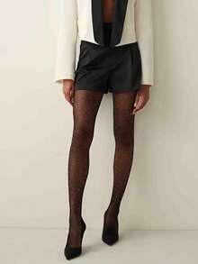 1pc Women's Rhinestone Fishnet Tights, Suitable For Dates, Parties, Mini Skirts And High Heels - Black - View 1
