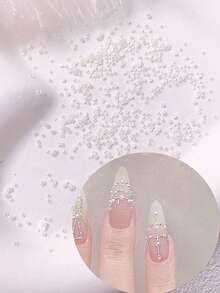 1 Bag Beige Semi-Circle Mini Nail Art Decorations, 1.5mm Faux Pearl Nail Art Decor DIY, Multi-Color Mixed Japanese Style Nail Gems - Beige - View 1