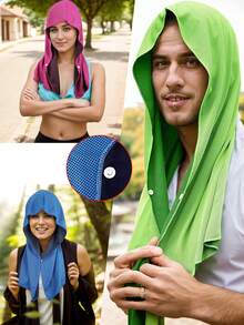 2 Buah Handuk Hoodie Pendingin Penyerap Cepat Kering untuk Leher dan Wajah, Handuk Pendingin, Syal Pelindung UV untuk Berkemah, Bersepeda, Lari, Cuaca Panas - MultiWarna - View 6