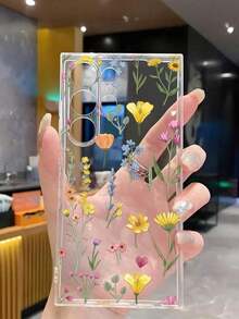 1 Piece Soft Romantic Fashion Floral Print Phone Case Compatible With Huawei Honor, Galaxy A04e/12/A13/A14/A34/A50/A52/A53/A54/S21/S22/S23/S24/S25/S25Ultra/S25FE/S26/S26 PLUS/S26 ULTRA/S26 EDGE, 6A/7A/8A, 12T/13T/15T/15T Pro - 透明 10 - 查看 5