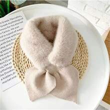 Bufandas femeninas de invierno para mujer, chal con correas cruzadas, bufanda suave para el cuello para niñas, bufanda versátil dulce que combina con todo para Otoño e Invierno XNCB - Blanco - Ver 5