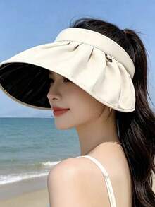 Women's Sun Protection Hat, Wider Brim, Outdoor UV Protection, Black PVC Shell, Summer - Multicolor - View 11