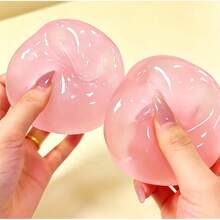 DIY Handcrafted Pink Coconut Oil Squeeze Squishies, Sound Activated Hand Fidget Balls, Flexible Slow & Non-Rebound Molding Toy, Skin Friendly Soft Elastic Relief Toy, Easy Carry Portable Leisure Gift, Multi-Use Calming Play Toy For Children, Teens And Adults - 原色 - 查看 7