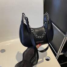 Bolso de mano moderno y versátil para mujer, estilo casual elegante con un toque de alta gama, bolso de hombro estiloso ideal para ir de compras, bolso pequeño de cadena de color sólido, sencillo y elegante para mujer, nueva versión coreana de otoño e invierno 2023, bolso bandolera de un solo hombro, bolso tipo dumpling de moda. - Caqui - Ver 3