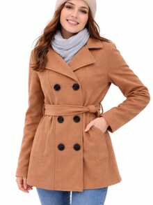 Women's Wool Blazer With Sash Belt - 駝色 - 查看 1