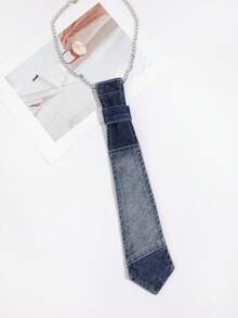 1pc Women's Fashion Casual Denim Effect Adjustable Chain Choker Necklace, Suitable For Street, Party, Gathering, Unique Outfit,Festival,Travel - Multicolor - View 8