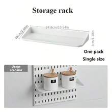 畅销家居用品，仅适用于本店专用孔板，不适用于其他孔板。基础生活系列单件装免打孔壁挂式塑料孔板，多种组合配件，多功能收纳孔板配有各种收纳盒和金属挂钩，适用于车库工作台/家庭厨房收纳整理/办公室/手工室/浴室（28*28厘米）。本产品配有专用孔板。 - 白色 - 查看 25