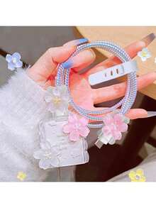 Funda protectora de resina con forma de rosa, mariposa/estrella/corazón compatible con el cargador Apple de 18-20W, previene roturas - Multicolor - Ver 4