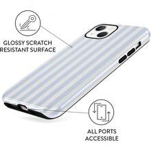iPhone15 Handyhülle, ,, Sommer-Streifenmuster, geeignet für Frauen und Mädchen, Zwei-in-Eins-Schutzhülle, Silikonhülle, bedrucktes Design, kratzfeste Schutzhülle, weiß und grau. - Weiß 7 - Übersicht 7