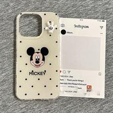 Disney 迪士尼米奇主題手機殼，波點圖案搭配3D手部裝飾，DIY手套模型黏貼，適合送給女朋友的禮物，防震防摔手機殼，適用於 iPhone 11/12/13/14/15/16/17、Pro、Pro Max - 米白色 - 查看 26