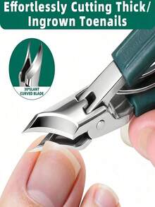 1pc 25° Angled Professional Nail Clippers, Stainless Steel Heavy Duty Nail Cutter With Wide Grip, Anti-Splash Sharp Blade For Trimming Thick Ingrown Nails, Ergonomic Design, Ideal For Home Salon Pedicure Foot Nail Care - Multicolor - View 9