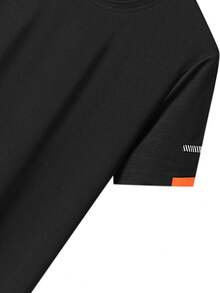 Vancamel Pulse Men's Short Sleeve Mesh Breathable Loose Lightweight Sports T-Shirt, Solid Color Versatile Casual Home & Leisure Tee For Daily Workout And Commute - Black - View 4