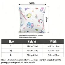 Miniso Funda de cojín con personajes de Sanrio, funda de cojín con patrón blanco con Hello Kitty, My Melody, Cinnamoroll, Little Twin Stars y Pompompurin para sofá, sala de estar, dormitorio y decoración del hogar - Color - Ver 5