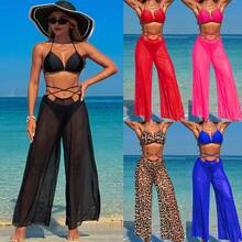 New 2026 Swimsuits For Adult Women, Three-Piece Hot Spring Bathing Suit, Bikini Bathing Suit. - 洋紅色長褲(細腰帶) - 查看 3