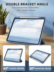 1件純色右側筆槽三折平板保護殼 煙紫色，適用於 iPad Mini6/Mini7/Air/Air2/9.7/10.2/10.5/Air4/Air5/10.9/Pro 11"/10th Gen/ Air 11-In.(M2)-2024/ Pro11-In.(M4)-2024/Air 11-Inch (M3) 2025，不含筆，三折支架，內置筆槽，TPU軟邊，全方位防摔耐磨，蜂巢散熱，自動休眠/喚醒，簡約輕便可折疊平板保護殼，筆槽版 - 燻衣紫 - 查看 4
