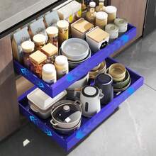 Mustorn - organizadores gabinetes extraíbles cajones expandibles para gabinetes cocina cajones extraíbles para despegar y pegar estantes deslizantes resistentes para clóset - Azul - Ver 9