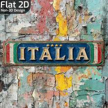 2D平面設計復古義大利金屬標誌，尺寸 15.8" X 4"，金屬材質，帶有「Italian」字樣的牆面裝飾藝術品，適合裝飾前院、車庫與門廊 - 彩色 - 查看 10