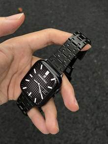 商務不鏽鋼手錶錶帶，兼容 ，適用於 42mm、38mm、40mm、41mm、44mm、45mm、46mm、49mm 及其他尺寸。時尚智慧手錶替換錶帶，適用於 Ultra2、Ultra、SE2、SE、11、10、9、8、7、6、5、4、3、2、1 系列，男女皆宜，學生返校理想禮物。 - 黑色 - 查看 5
