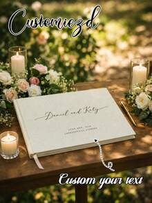 Customized Linen Wedding Guest Book, Personalized Linen Hardcover Photo Album, Photo Guest Book, Wedding Keepsake & Anniversary Commemorative Album, Perfect Gift - Multicolor - View 5