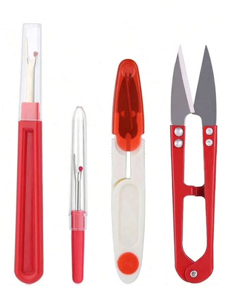 Juego de 4 piezas/1 pieza de descosedores de acero inoxidable, incluye descosedor colorido, tijeras descosedoras y tijeras para hilo, utilizado para descoser, adecuado para diseñadores de moda, maestros de costura y juego de herramientas de costura esenciales para el hogar. Juego de descosedores de costura, cortador de hilo de acero inoxidable, descosedor, elimina fácilmente las puntadas. - removedor de roscas - Ver 1