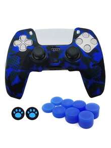 1 个 PlayStation 5 控制器硅胶套，水转印设计，防滑防刮防汗，增强游戏体验，底部大开口用于充电底座 - 彩色 - 查看 9