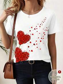 Women's T-Shirt With Coffee Bean Embroidery, Round Neck, Loose And Comfortable - White 2 - View 1