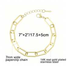Pulseras de eslabones gruesos bañadas en oro de 14 quilates para mujer, anillo de primavera, cana cubano, pulsera de oro para mujer, no se deslustra - clip grueso dorado - Ver 3