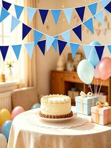 18pcs/Set Colorful Felt Triangle Pennant Garland, Minimalist Blue Party Banner, Durable Reusable Decoration For Holiday Celebration, Birthday Party, Classroom, Outdoor - View 2