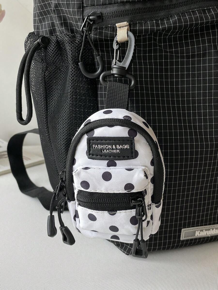 Bolsa colgante mini con estilo japonés minimalista y lunares, bolsa pequeña portátil y ligera, versátil para guardar llaves y auriculares