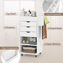 GOFLAME Utility Cart For Home Office Rolling Storage Cart With 3 Drawers 2 Open Shelves Storage Cabinet For Kitchen Bathroom - A - 查看 3