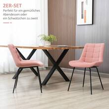 Dining Chair Set Of 2 / Velvet Upholstery In Pink / Kitchen Chair With Backrest / Retro Design / Steel Legs / Suitable For Living Room, Kitchen And Dining Room - Pink - View 4