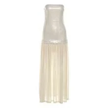 SIsterlinda-vestido elegante de lentejuelas para mujer, vestido sin mangas con cremallera, para playa, vacaciones, de cumpleaños, Club, ceñido elástico - Beis - Ver 2