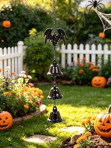 1 pieza Campana de viento de metal hecha a mano, Campana de viento vintage hecha a mano, Campana de hierro rústica clásica con cadena decorativa, Rústico clásico, Para jardín exterior, hogar & decoración exterior, Adorno colgante de metal rústico, Decoración de campana de viento exterior para patio, terraza y pared - b - Ver 2