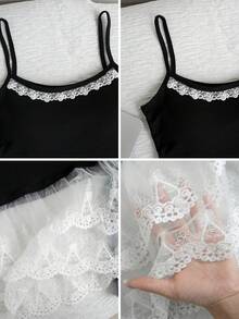 Áo hai dây màu đen gợi cảm, áo croptop ôm sát viền ren, tôn dáng khoe eo. - màu đen - Xem 8