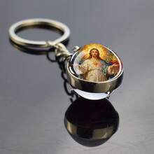 1 pieza Llavero cristiano, San Antonio, San Miguel, San Francisco, Santa Teresa Llavero de bola de cristal, amuleto de la suerte, regalo para el Día de San Patricio - estilo - Ver 21