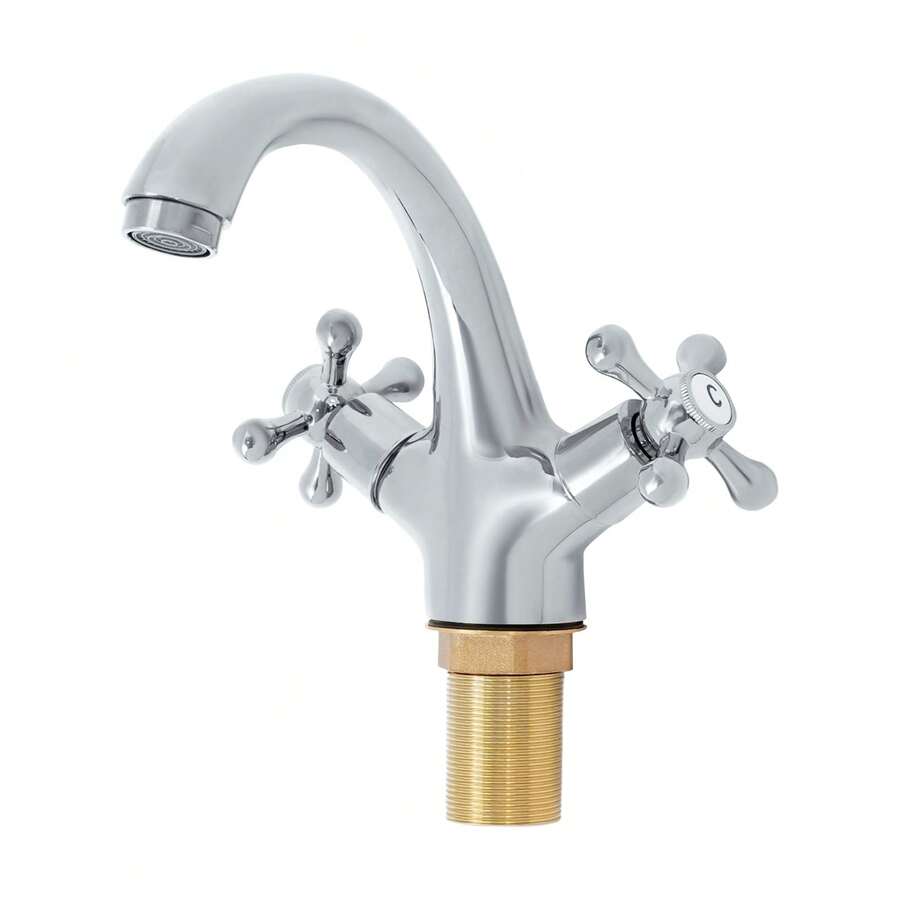 YUNRUX Retro Bathroom Faucet, Two-Handle Bathroom Faucet, Washbasin Faucet With Two Handles - Silver - View 1