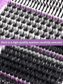 584PCS D-Curl Fairy Lash Clusters, 0.35–0.63inch Fluffy Thick Individual Lashes, 0.07mm Faux Mink DIY Cluster Lashes, Includes Glue, Tweezers & Brush, Perfect For Daily Makeup, Party, Wedding, Halloween, Christmas, Valentine's Day - 紫色 - 查看 10