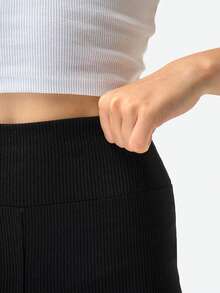 Solid Color 2pcs/Set Cycling Shorts & Yoga Leggings For Tween Girls (AZ143) - Black - View 4