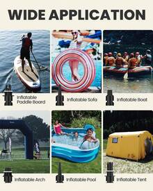 Paddle Board Pump Adapter Hose, Sup Pump Adaptor Kit With 7 Air Valve Nozzles And 3.3 Ft Hose, Electric Hand Air Pump Accessories Fit For Inflatable Stand Up Paddle Board/Boat/Tent/Pool/Mat - Black - View 6