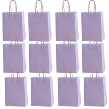 12pcs Light Purple Paper Bags 16x22x8cm, Gift Bags, Tote Bags, Shopping Bags, DIY Birthday Party Packaging Supplies - Light Purple - View 20