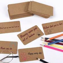 100 lembar Kartu Nama Kertas Kraft Kosong Ukuran 3,54"X2", Label Kertas Catatan Pesan Kata-kata, Hadiah Festival Karton Kerajinan Mini - Kertas kraft - View 6