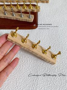 3D Long Rectangular Right-Angle Wavy Wood-Like Acrylic Resin Base With Aurora White Alloy Gold White K Nail Holder Practice Stand Set, Korean-Style Floral Laser DIY For Home, Outings, Women, Mom, Sister, Wife, Girlfriend, Wedding, Nail Salon, Beauty Parlor, Valentine's Day - Multicolor - View 2