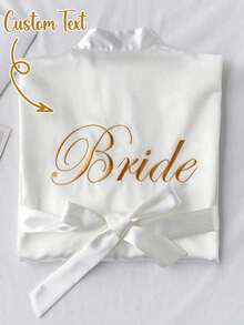 Customized Satin Embroidery Bridal Robe, Half Sleeve Design, Customized Bridesmaid Bridal Robe,Customized Bridal Robe, Bridesmaid Prep Robe - Multicolor - View 7