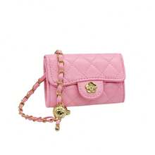 Single Shoulder Bag With Diamond Embroidery And Golden Ball, Crossbody Bag, Mini Casual Bag With Texture For Women - 玫紅色 - 查看 9