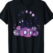 Printed T-Shirt For Men And Women - 黑色 - 查看 1
