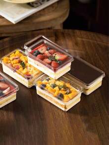 Kotak Kue Tiramisu, Transparan dengan Tutup, Mousse Susu Kedelai Berlapis, Kotak Kemasan Kue dan Makanan Penutup Sekali Pakai - transparan - View 1