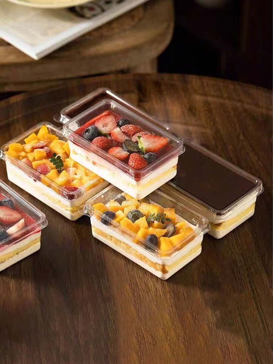 Kotak Kue Tiramisu, Transparan dengan Tutup, Mousse Susu Kedelai Berlapis, Kotak Kemasan Kue dan Makanan Penutup Sekali Pakai - transparan - View 1
