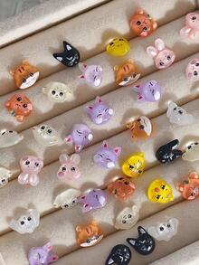 20pcs Random Assortment Packaging Cute Animal Nail Accessories Including Rabbits, Puppies, Ducklings, Etc. Suitable For Nail Decoration Accessories Crafts DIY Nail Accessories - Multicolor - View 5